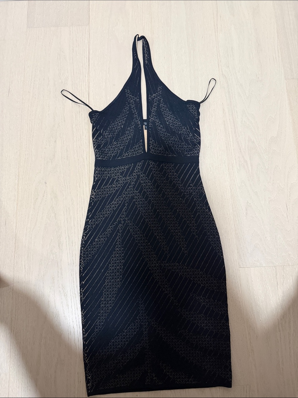Guess by Marciano Black One-Shoulder Halter Bodycon Dress